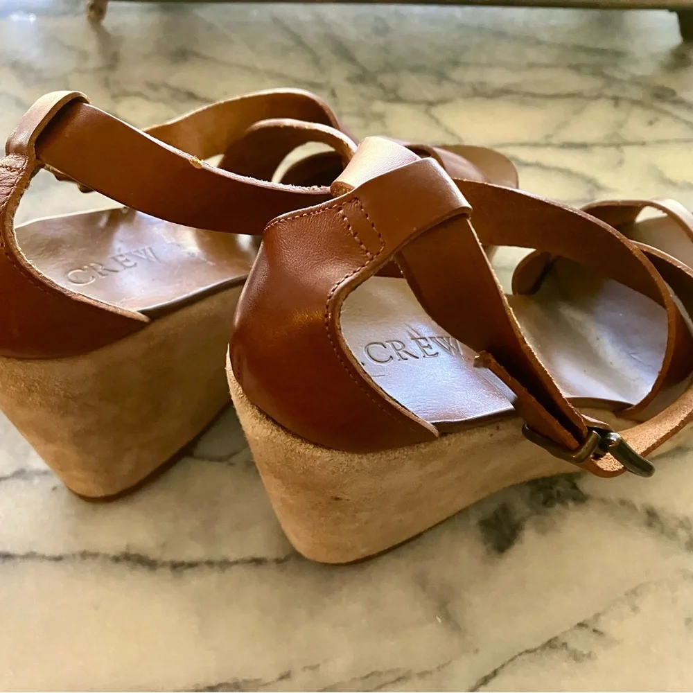 J.Crew Leather Platform Wedge Sandals W’s 7
